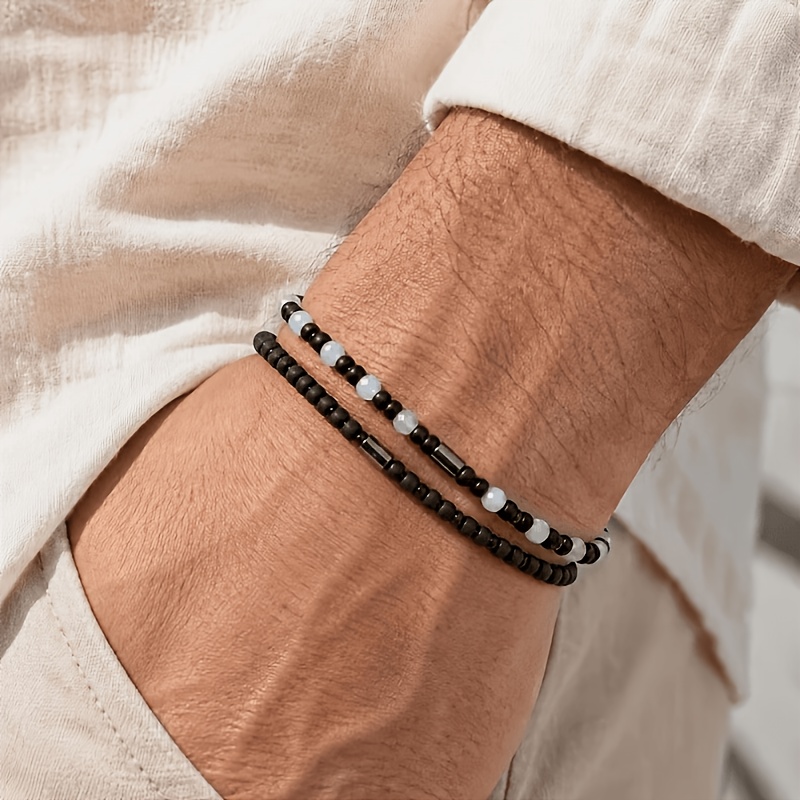 2pc Unisex Double-Layer Stackable Beaded Bracelets